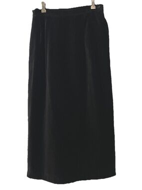 Vinci Black Velvet Midi Maxi Skirt Size 12 ~ 30" Waist x 33" Long Vtg runs small